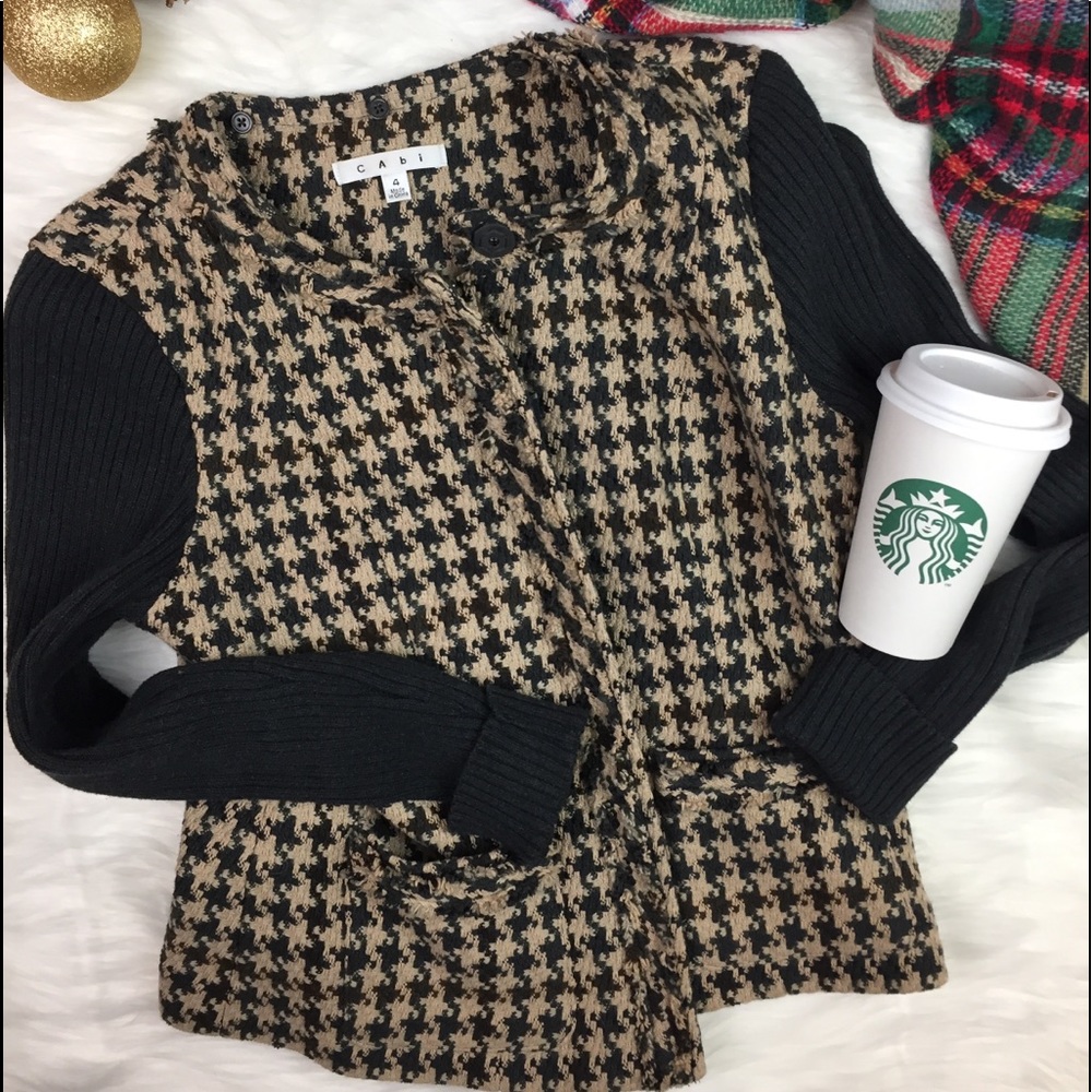 {CAbi} Houndstooth Mixer, Full Zip Jacket, 4
